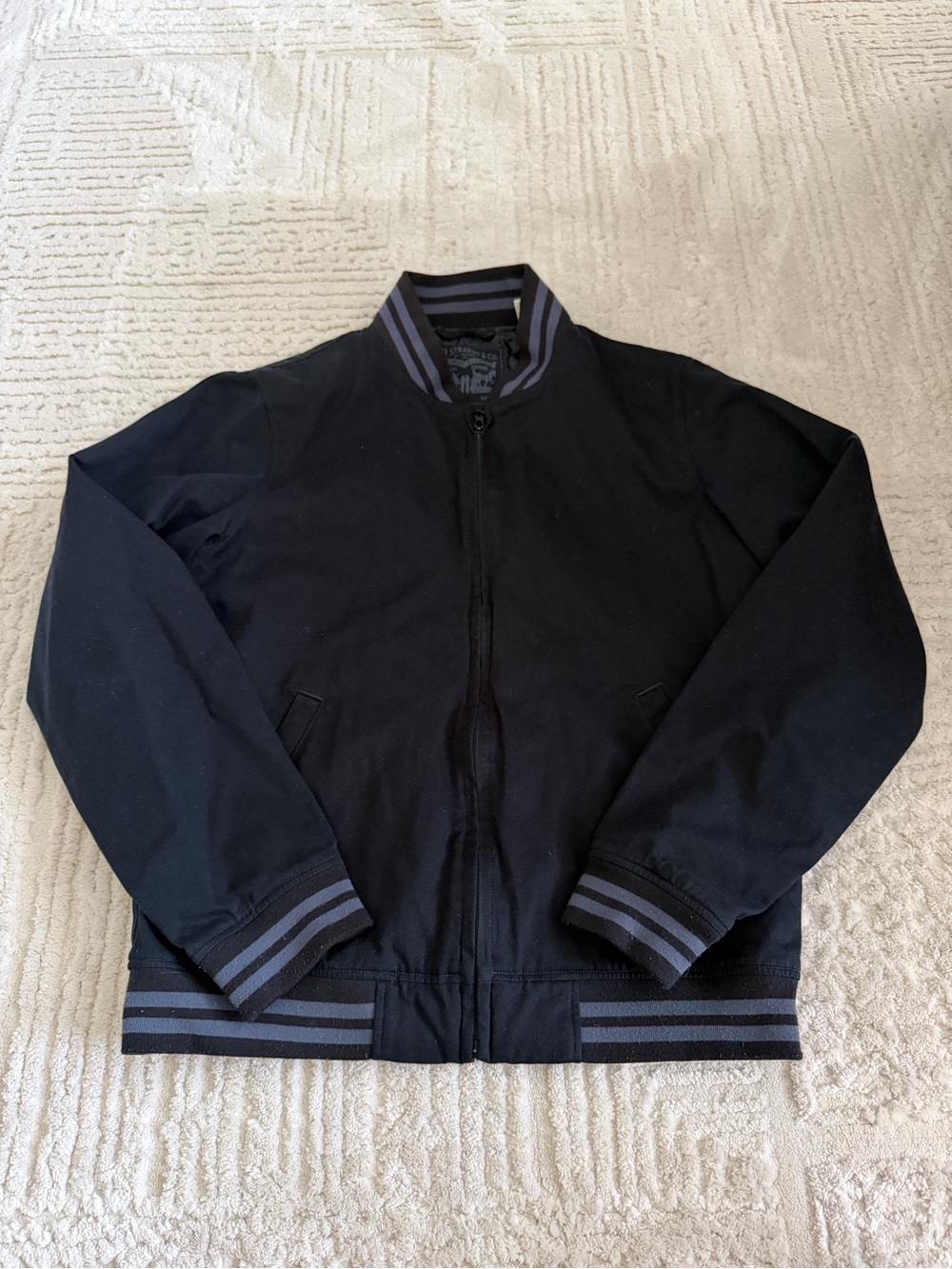 Levi’s Men's Black Casual Bomber Jacket Classic Stripe Trim